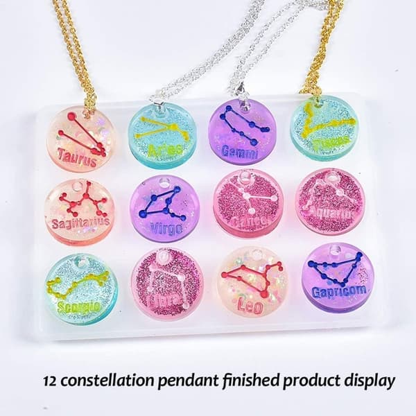 Silikone Forme Constellation Pendant 12 Zodiac Resin Forme
