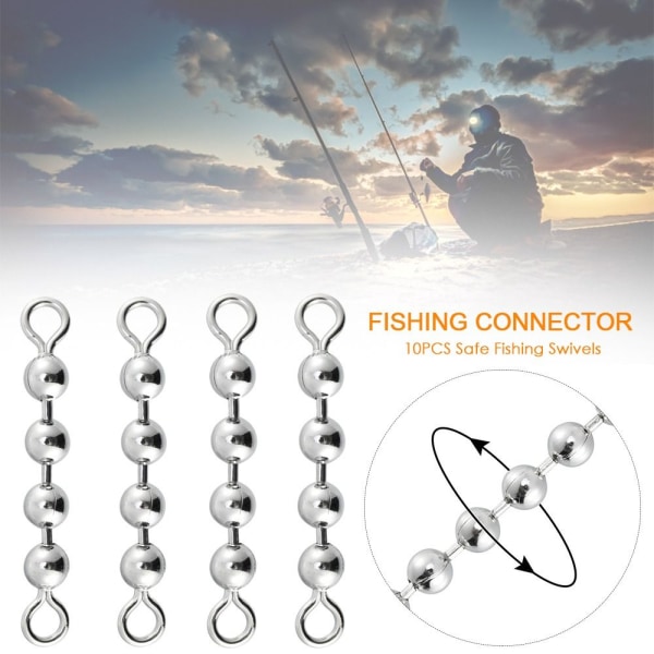 10 kpl Fishing Snap Connector kalastus Rolling Swivel 6 6 Beads-4.5mm