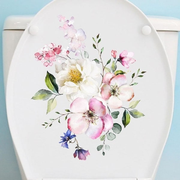 Toalettklistremerke med blomsterdekaler 1 1 1