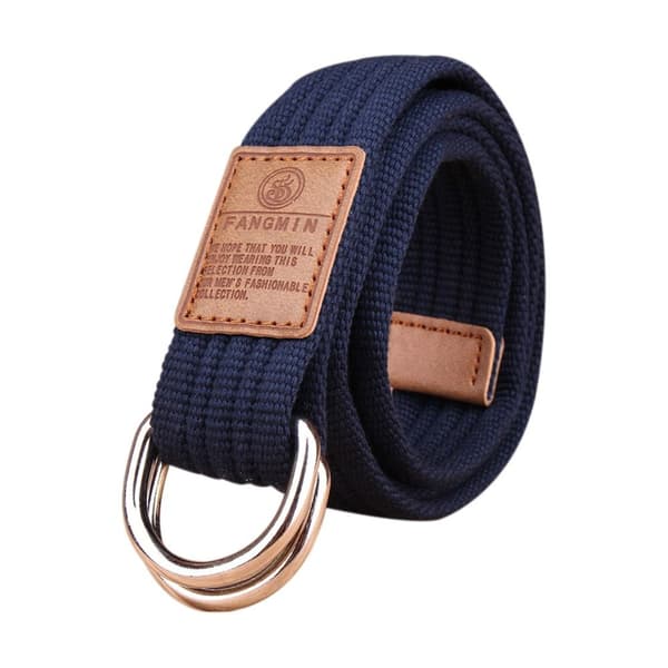 Nylonflätat Bälte Dubbel Ring Midjeband MÖRKBLÅ dark blue