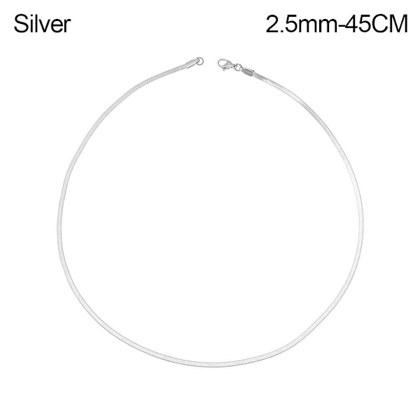 18"/20" platt ormkedja fiskbenshalsband Silver 2.5mm-45CM