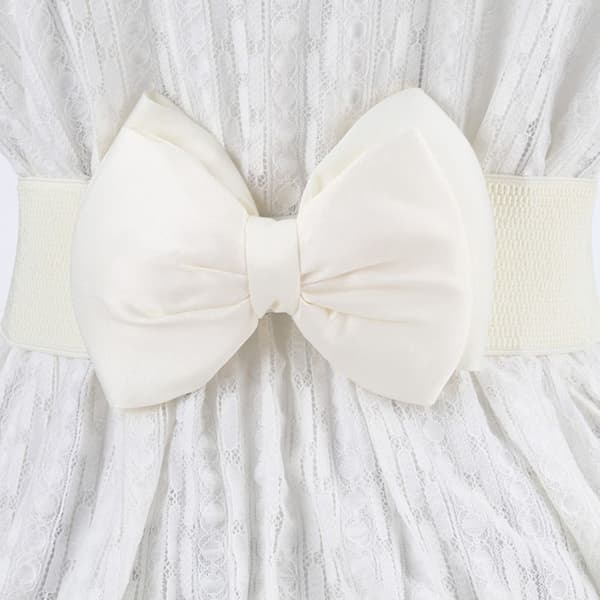 Bredt Elastisk Bælte Sløjfe Chiffon Taljebånd GUL yellow