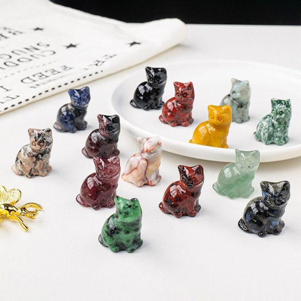Luonnollinen Crystal Cat Figurine Fortune Cat Statue 5 5 5