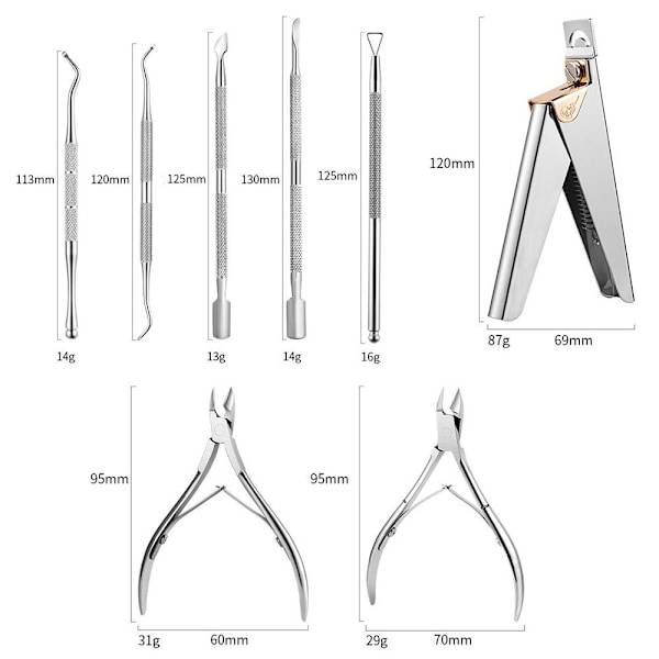 Cuticle Pusher Dead Skin Push Remover 6 kpl 6 kpl 6pcs