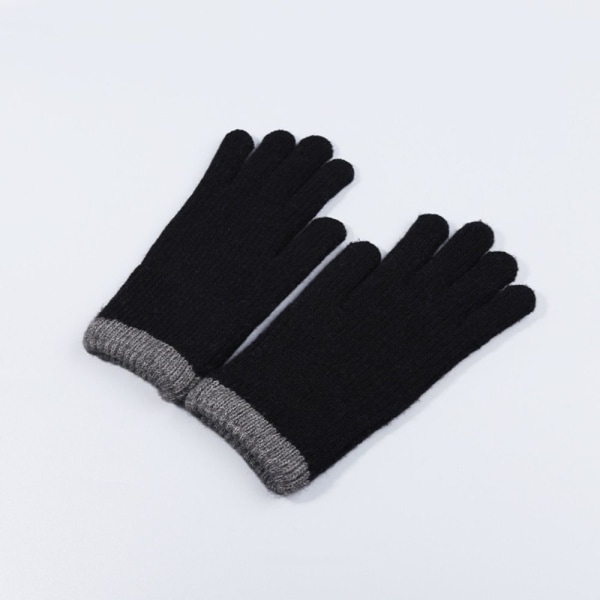 Kvinnliga stickade handskar exponerade fingerhandskar SVART black