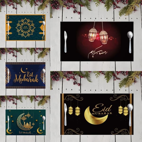2 stk 32x42cm Eid Mubarak Bordmatter Bordduk