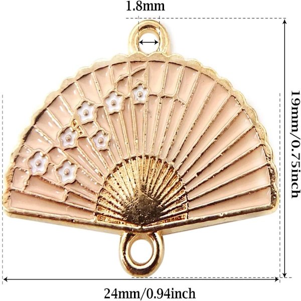 20 Stk Emalje Folding Fan Charms Doble Hull Fargerike