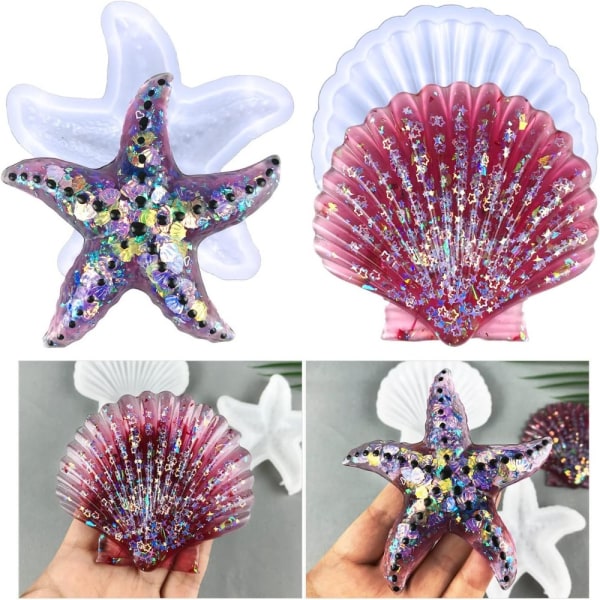 2 stk 3D Starfish Shell Silikonformer Papirweight Silikon