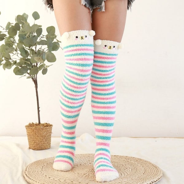 Coral Feece Sock Modeling Kne Sokker STYLE 8 STYLE 8 Style 8