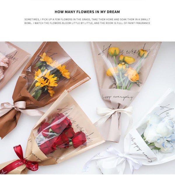 20/30 KPL Rose Pakkaus Sleeve Bag Bouquet Pakkauspussi RUOANINEN Pink Single-Single