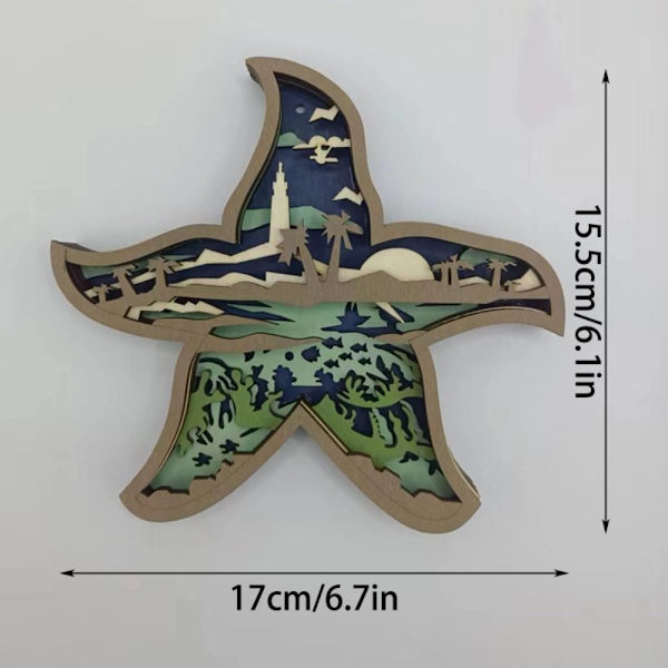 3D trädjur carving sjöstjärnor trä snidade prydnader