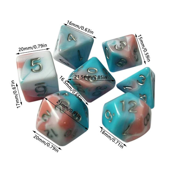 7 stk DND-terninger Polyhedriske terninger 2 2 2