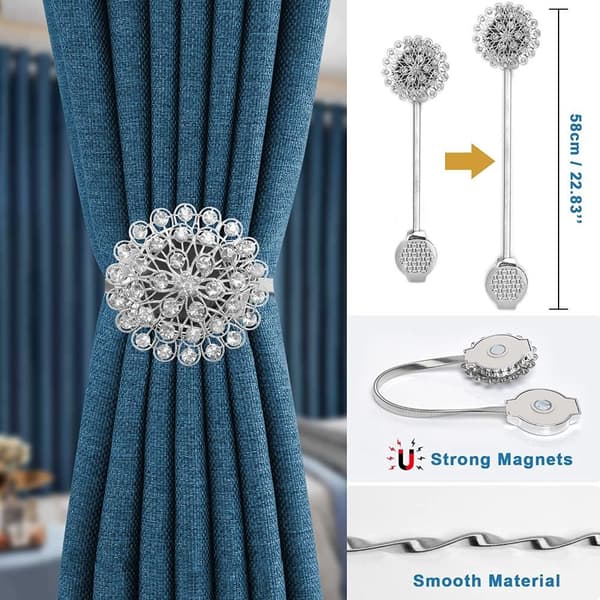 2 Stk Gardin Tiebacks Magnetic Tieback SØLV SØLV Silver