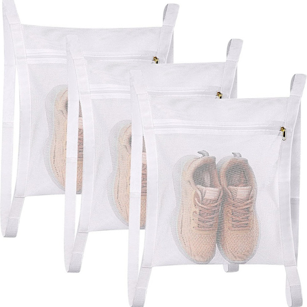 3 STK Sneaker Vaskeposer Sneaker Tørkepose Mesh Vaskeposer white 3pcs-3pcs