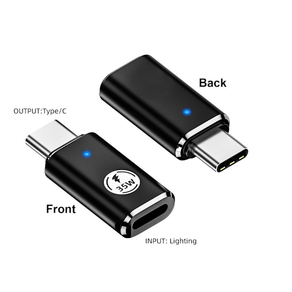 USB Typ C till Lighting Converter Telefonadapter SVART Black