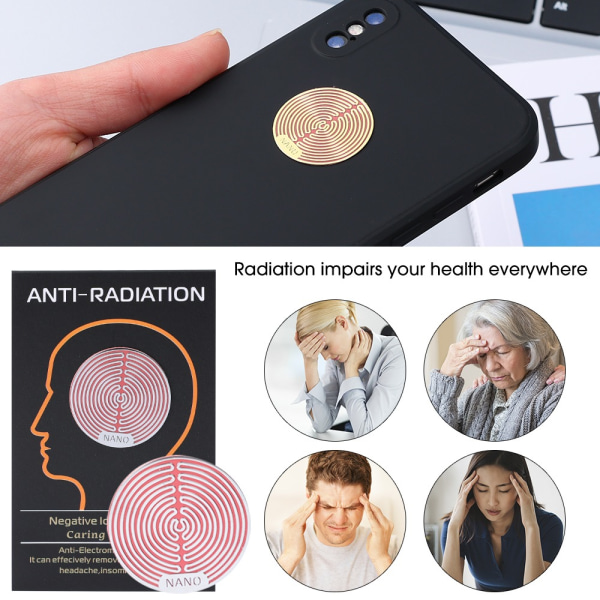1/2/4/6 stk Strålingsbestandigt klistermærke Energi Telefon Patch GULD Gold 2 Pcs-2 Pcs