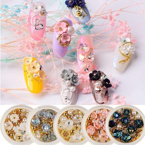 Nail Rhinestones 3D Shell Flower Glitters Flower