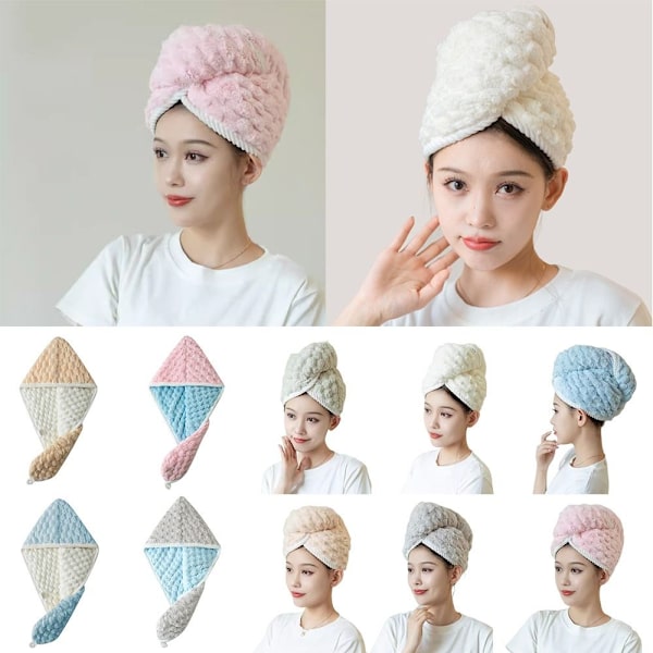 Torrt hår Cap Handdukar Cap BEIGE ENLAGER ENLAGER Beige Single Layer-Single Layer