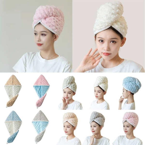 Torrt hår Cap Handdukar Cap ROSA DUBBELLAGER DUBBELLAGER Pink Double Layer-Double Layer
