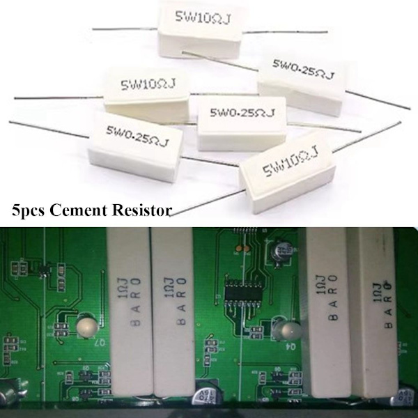 5 stk Cementmodstand Beskyttelsesmodstand 5W 0,1 OHMS 5W 0,1 OHMS 5W 0.1 Ohms