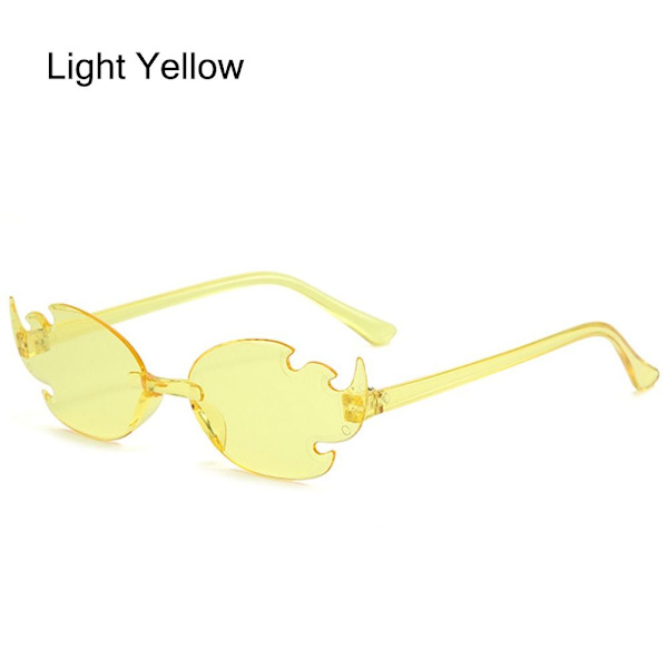 Fire Flame Aurinkolasit Liekin muotoiset aurinkolasit VAALEAN KELTAINEN Light Yellow