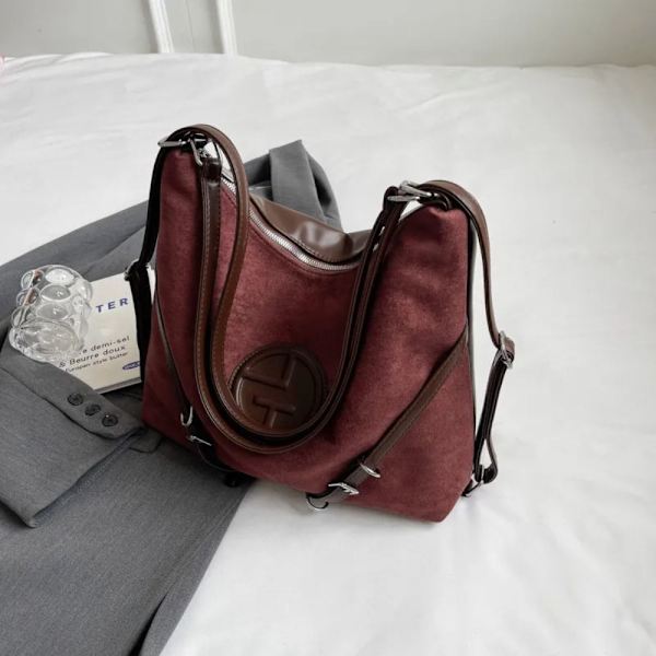 Mångsidig axelväska Dam Retro Ryggsäck Väska KHAKI Khaki