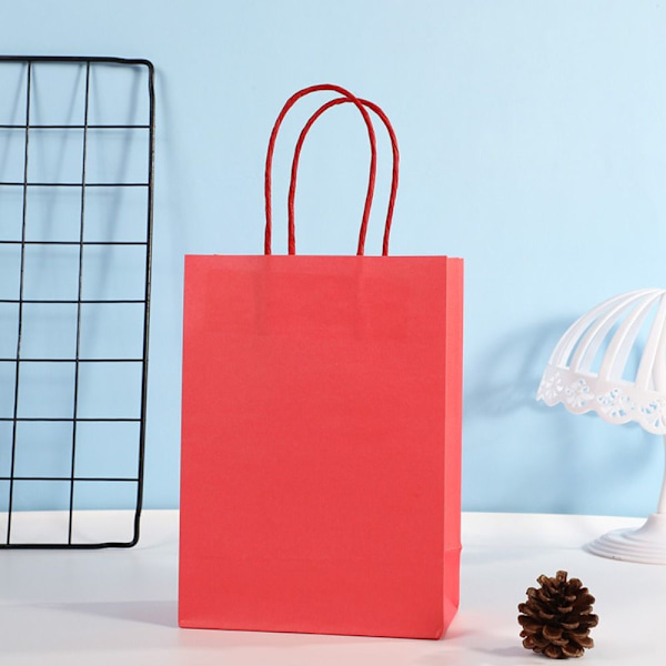 6 ST Färgade Kraftpapperspåsar Rektangulär present RÖD Red