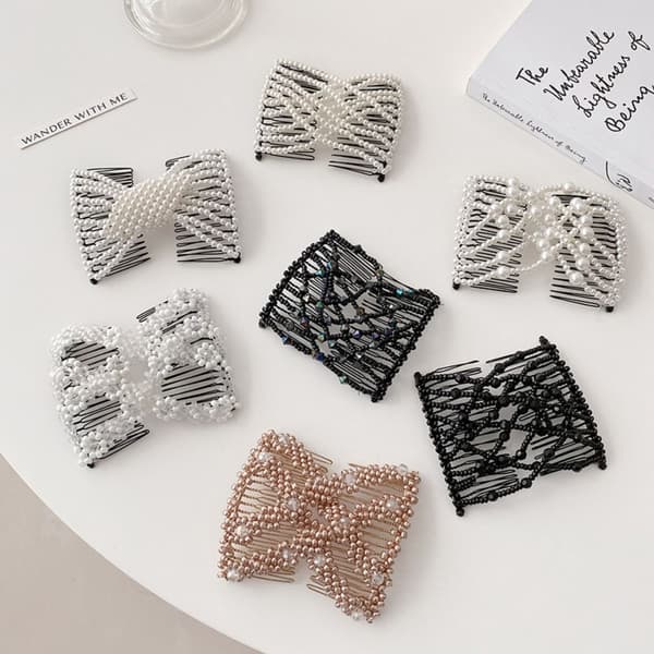 Pearl elastisk hår hårnål dobbel side bun 6 6 6