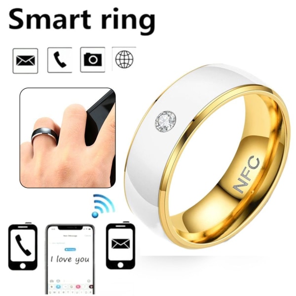 NFC Smart Ring Finger Digital Ring WHITE&GOLD 9 WHITE&GOLD 9