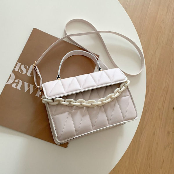 Rutig axelväska Crossbody-väskor VIT white
