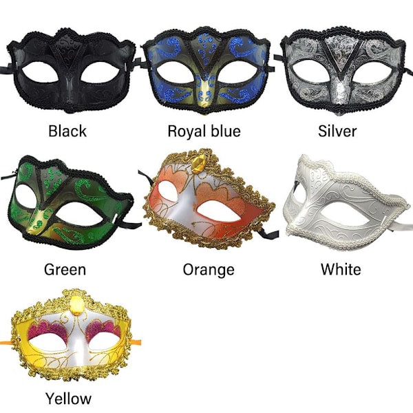 2 stk Masquerade Tiara Dance Mask GUL 2STK 2STK yellow 2pcs-2pcs