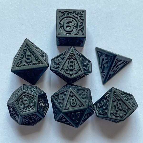 7 Stk/sæt DND Terninger Polyhedral Terninger SORT SORT black