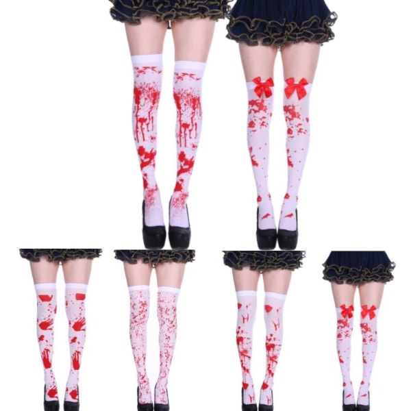 1 par Halloween Blood Socks Lårstrømper 4 4 4