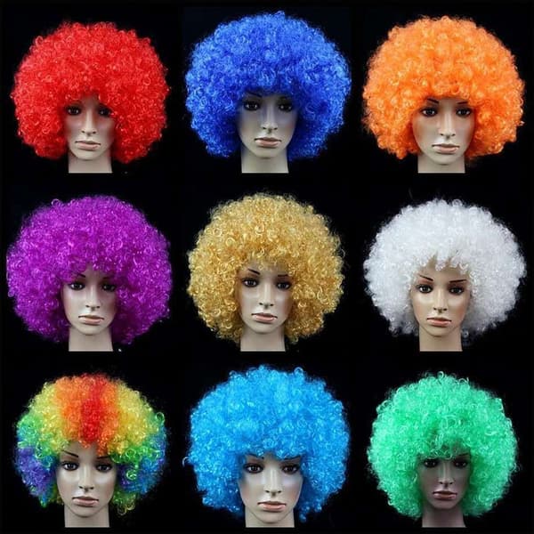Sort Afro Krøllet Paryk Farverige Parykker ORANGE orange
