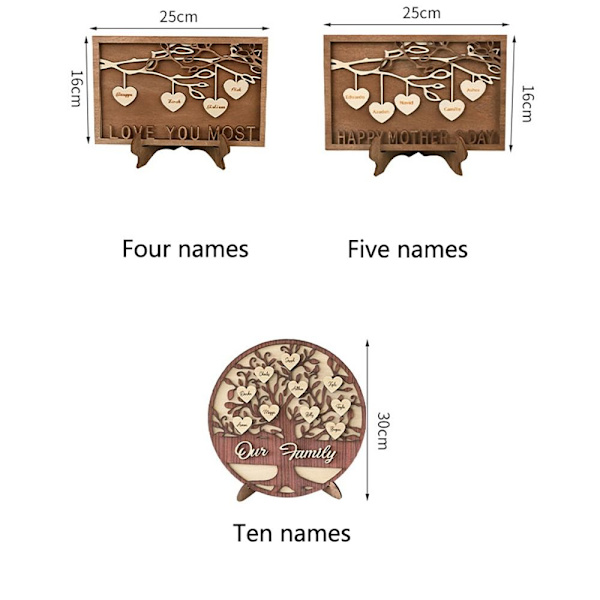 Træplader dekoration Personligt familieskilt 4 4 4