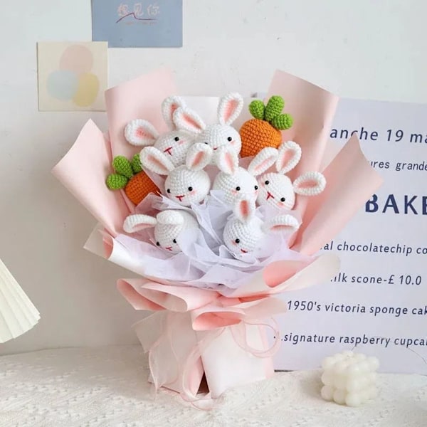Kanin Virkade Blommor Handstickad konstgjorda blombukett Style 1