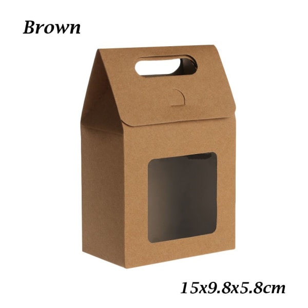 6 kpl Paperilahjapaketti karkkia käärepussi Kirkas PVC-ikkuna brown 15x9.8x5.8cm