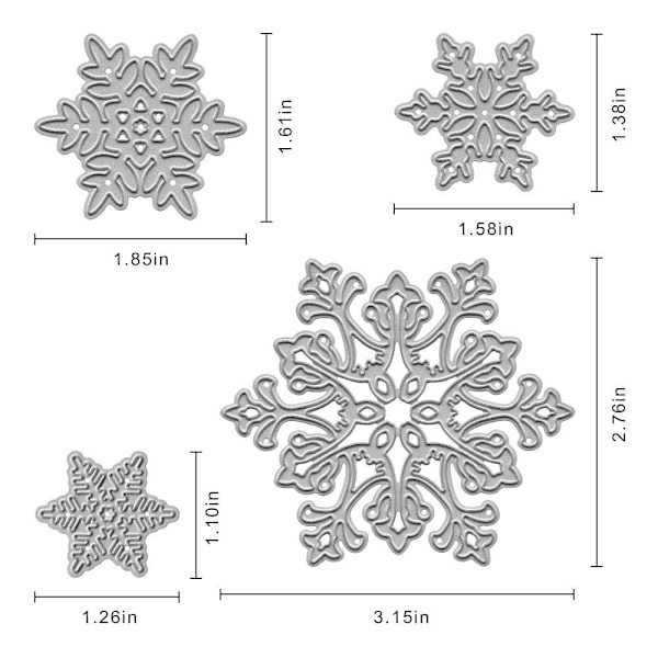 4 stk./Sæt Jule stansninger Snow Die Cuts Metal Die Cuts
