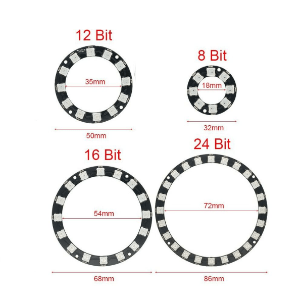 WS2812 5050 RGB LED Controller Modul 12LED 12LED 12LED