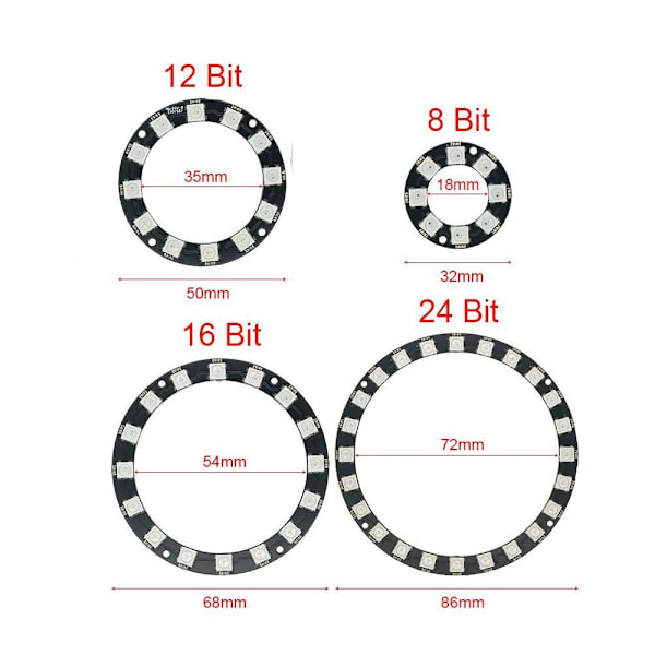 WS2812 5050 RGB LED Controller Module 24LED 24LED 24LED