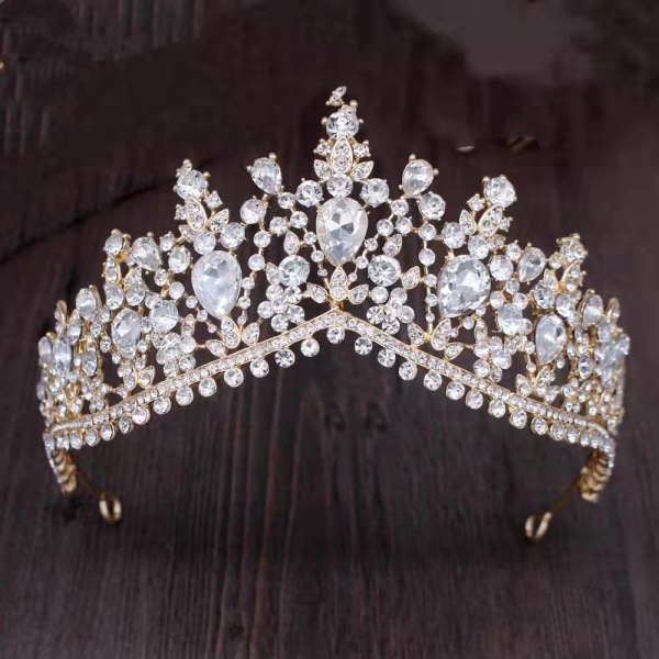 Crystal Water Drop Crowns Rhinestone Tiara Crown BLÅ Blue