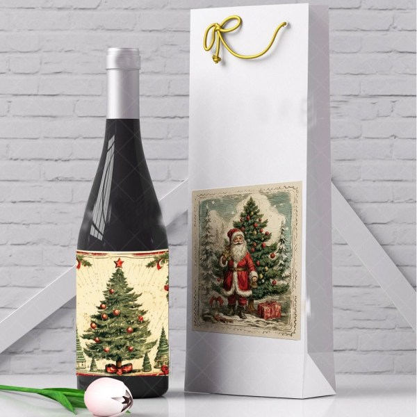 Vinflaske-klistremerker Nyttårsfestdekor God jul-etiketter