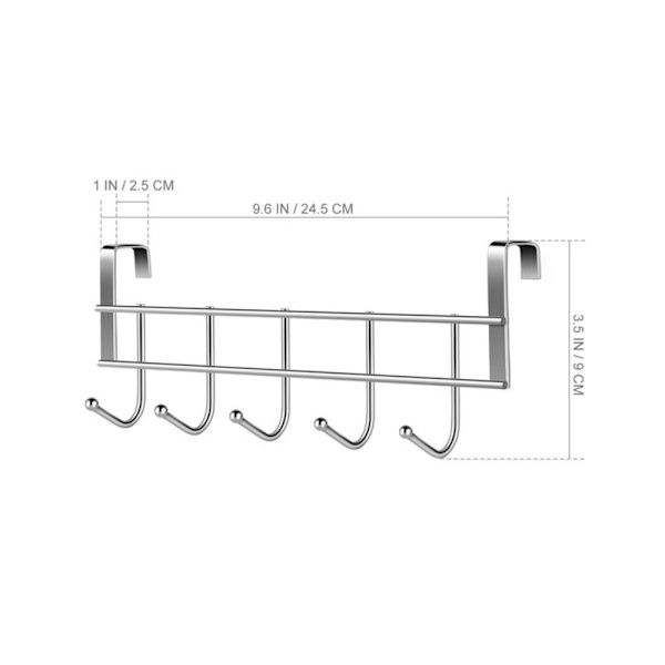 5 Krokar Rack Hem Badrum Organizer Handduk Dörrkrokar