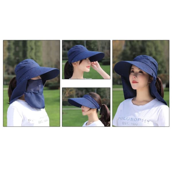 Solhatt Dame Luer BLÅ blue