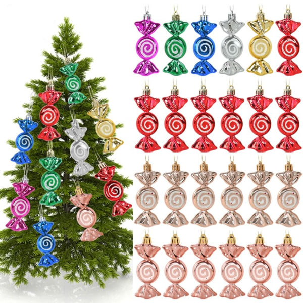 6 stk/boks julegodteri anheng Xmas tre hengende ornamenter Champagne