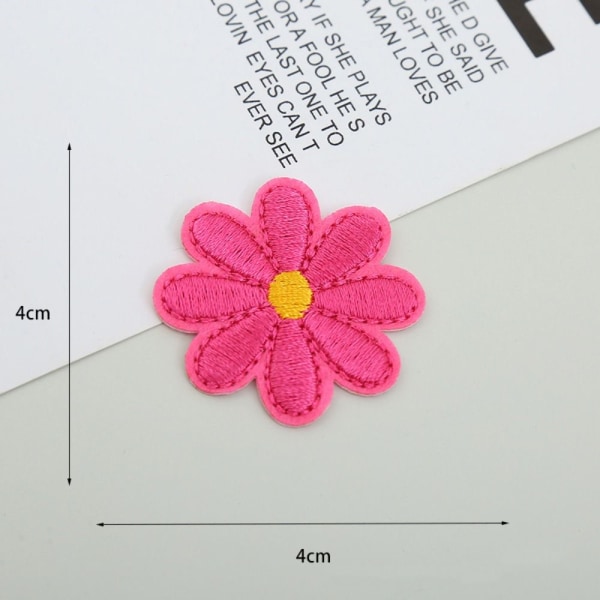 40 STK Flower Brodered Patches Brodery Pads RØD red