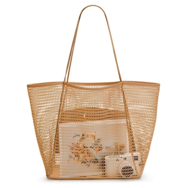 Mesh Beach Tote Bag Axel Handväskor VIT white