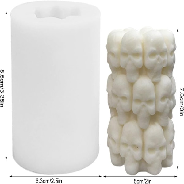 Candle Mould 3D Skull Design Pillar Candle