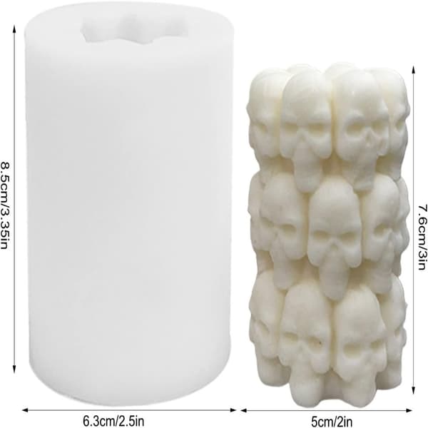 Form 3D Skull Design Pillar Candle