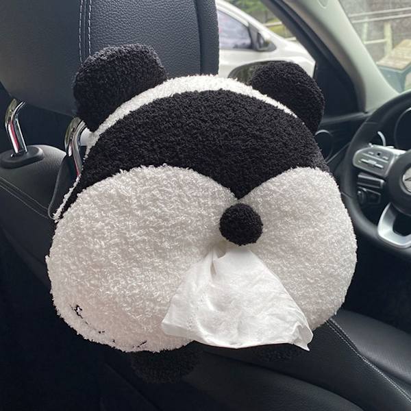 Panda Car Tissue Box Blød Cartoon Papir Servietetui Dyr Bil